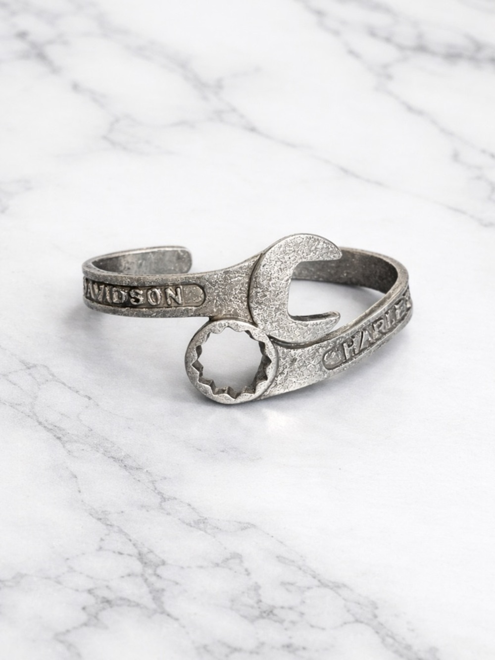 Silver-Tone Harley Cuff  Bracelet